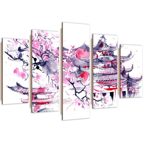 Quadro deco panel 5 parti, Paesaggio giapponese - 100x70 (1/5)