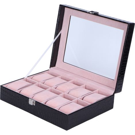 Boîte de rangement pour montres et bijoux en motif crocodile - Écrin organisateur (1/5)