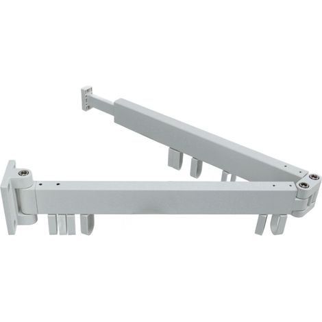 Étendoir mural rétractable et peu encombrant avec anneau rotatif, cintre simple pour balcon ou buanderie, blanc, double pli (1/5)