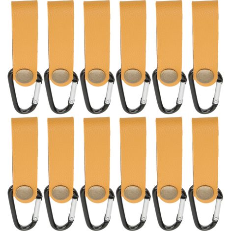 12Pcs Leather Wall Hooks PU Leather 5KG Load Durable Sturdy Wide Application Wall Hanging Strap for Bedroom KitchenYellow (1/5)