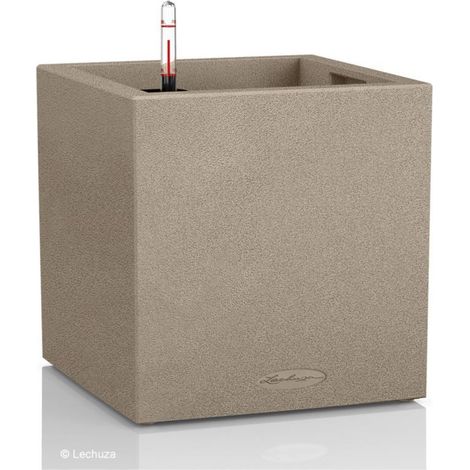 LECHUZA® Pflanzgefäße CANTO Stone 30 low Sandbeige All-in-One (1/3)