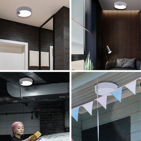 Plafonnier rechargeable à détecteur de mouvement, plafonnier sans fil, éclairage LED pour placard, applique murale à détecteur de mouvement pour placards, débarras, salles de douche, garages, escalier (1/5)