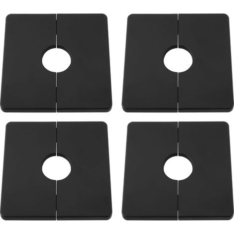 Lot de 4 rosaces autocollantes carrées pour pommeau de douche fixe, tuyaux standard de 1,27 cm, 22 mm, ABS 85,5 mm, noir (1/5)
