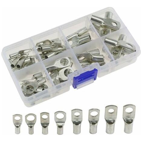 60 pcs trou de boulon en cuivre étamé anneau à sertir bornes de batterie connecteur SC aperçu de la bouche (1/5)