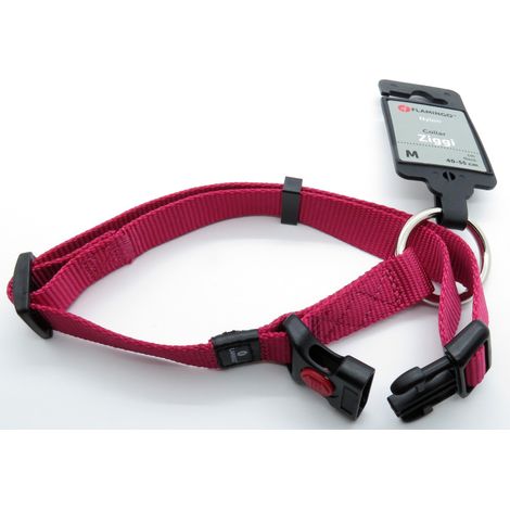 Collier Ziggi rouge cerise 40 -55 cm. 20 MM . taille M. pour chien. - Flamingo (1/4)