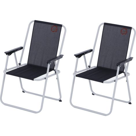 Lot de 2 fauteuils piccolo de camping pliables - O'Camp - Noir - Dimensions : 57 x 80 x 55 cm