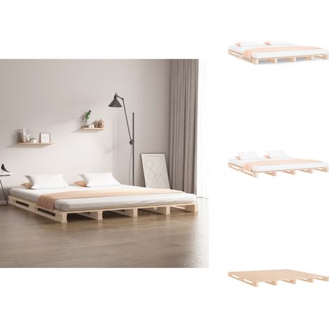 Lit de palette 140x200 cm bois de pin massif - Lit De Palette - Lits De Palette - Lit - Cadre De Lit En Bois (1/5)