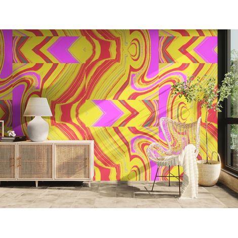 Papier peint Abstrait – Motif psychédélique vif - 500 x 270 cm