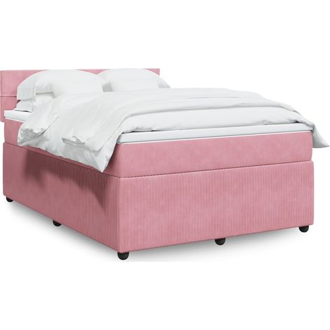 vidaXL Giroletto a Molle con Materasso Rosa 140x190 cm in Velluto (1/5)