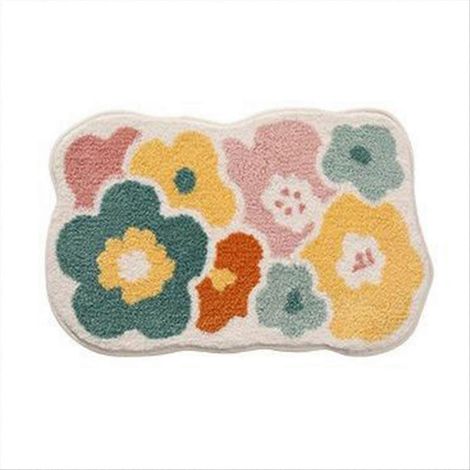 Tapis de bain fleuri mignon, lavable en machine, 40 x 60 cm (1/5)