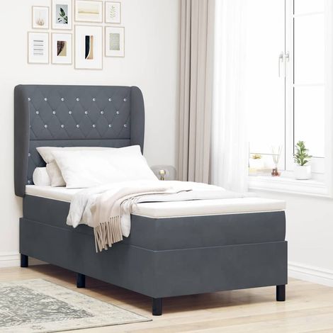 Cama tipo Box Spring Manual Gris oscuro 200 x 90 cm Terciopelo (1/5)