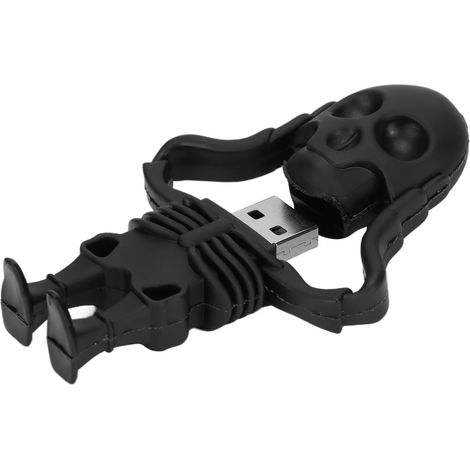 Clé USB en forme de crâne miniature, amusante et mignonne, 16 Go, noire. (1/5)