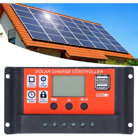60A 12V/24V PWM-Solarladeregler, 8-stufiger Batterieregler mit LCD-Anzeige, PV-Modulsystem (1/5)