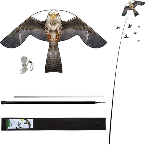 Cerf-Volant Anti-Oiseaux - Protection de la Ferme - avec Manche télescopique de 4 m (1/5)