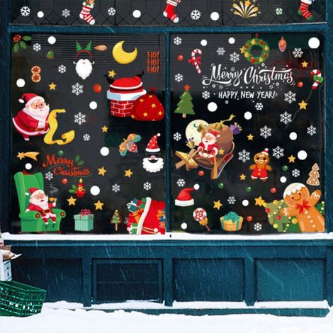 Autocollant Noel - Bonhomme En Pain Depice - Decoration Fenetre Sapin - 9 Feuilles 20x30 Cm (1/5)