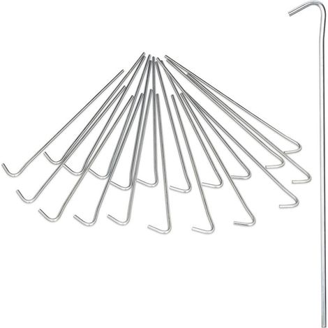 Ulisem20 Stück Zeltheringe Campingpfähle Bodenanker zur Zeltbefestigung Widerhaken Bodenanker 22cm Stahl Silber (1/4)