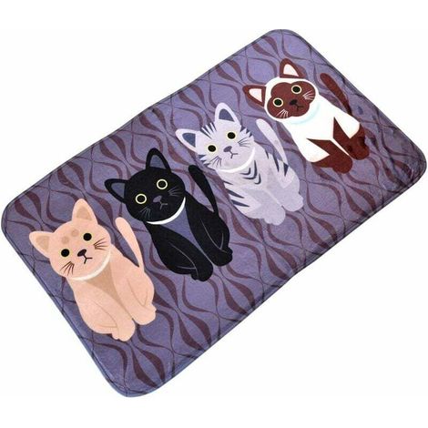 Tapis de Cuisine Antidérapant Tapis de Bain Absorbant Tapis de Devant Evier Décoratif Flannel Carpette Lavable pour Salon Chambre Salle de Bain Noir 50 x 80cm-Fei Yu