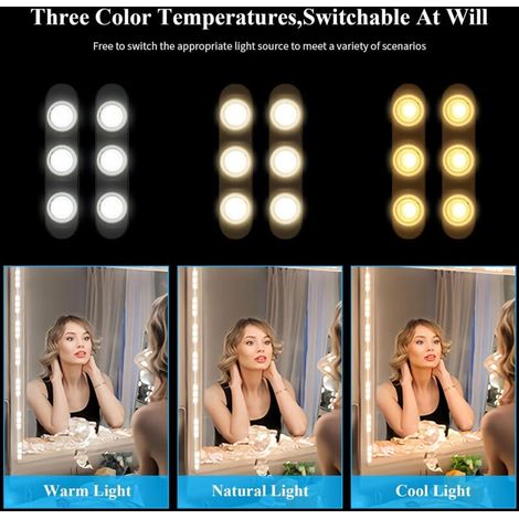 3 m Lumière Miroir Coiffeuse avec 42 LED, 3 couleurs Dimmable Lumière de Miroir, 10 Niveaux de Luminosité, Lampes de Maquillage (1/3)