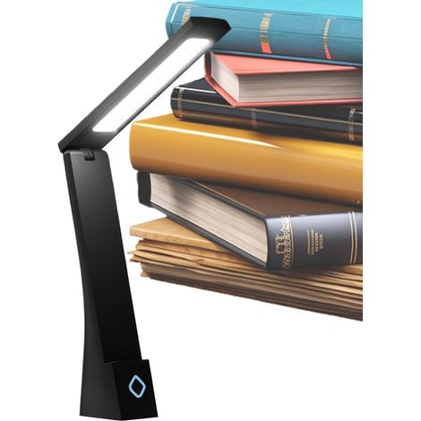 Lampe de bureau, veilleuse, pliable, commande tactile tricolore, respectueuse des yeux, lampe de chevet LED [noir] (1/5)
