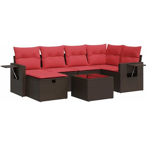 vidaXL Set Divani da Giardino 7 pz con Cuscini Marrone in Polyrattan (1/5)