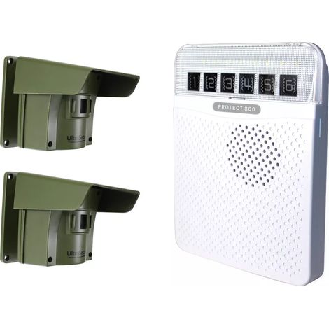 Alarme d'allée 800 mètres sans-fil avec détection de passage extérieur - PROTECT 800 (1 récepteur blanc, 2 détecteurs) (1/3)