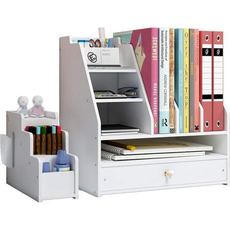 Desk Organizer with Drawer for Home, Office and School - White (1/5)