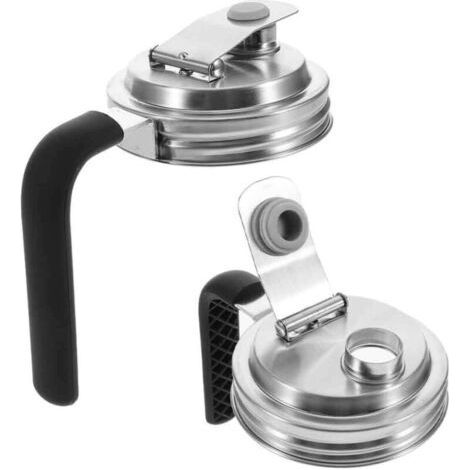 2Food grade airtight lid - stainless steel wide mouth jar with hinged lid and handle (1/5)