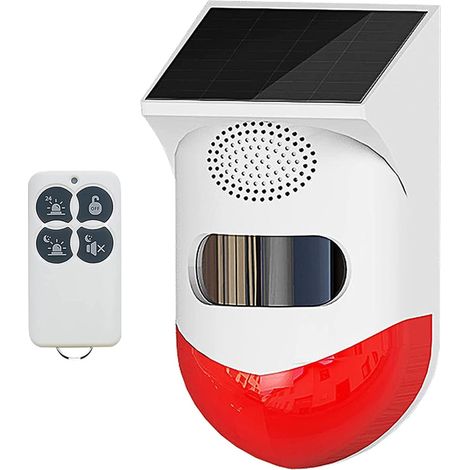 Solar-Bewegungsmelder, Außen-Bewegungsmelder, kabelloser Infrarot-Anwesenheitsmelder, 120 dB Ton und IP67 wasserdicht, kabelloser Hausalarm für Garage, Garten und Büro