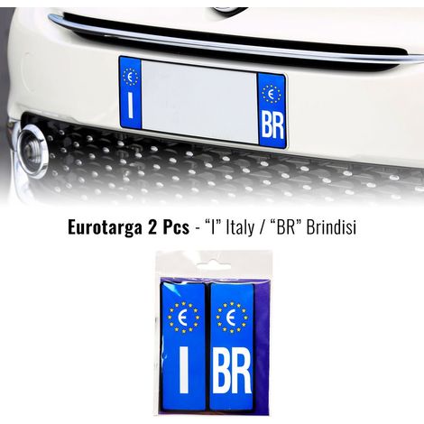 Adesivi Targa Auto Italia Europa Provincia con Placchetta Rigida - Sigla: BR
