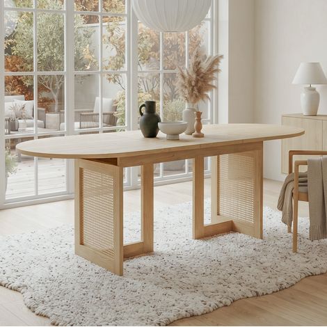 CHICFURN Tavolo da pranzo allungabile 150/200 x 90 cm in MDF rovere, 6-8 persone (1/5)