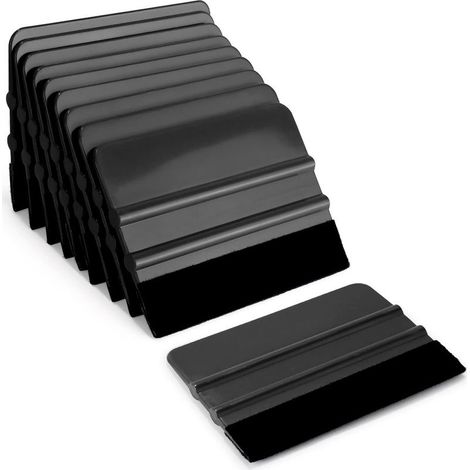 Kit de 10 raclettes à bord feutre pour application de films pour voitures, meubles, vitres, films teintés, films adhésifs, 10 cm (noir) (1/4)