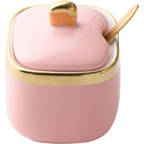 Sucrier en céramique avec couvercle et cuillère – – Pot à condiments et boîte à épices pour plan de travail (1/5)