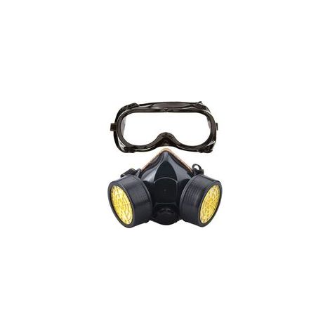 Respirateur réutilisable pour protection respiratoire – Masque anti-poussière et antichimique avec lunettes de protection, adapté aux travaux de peinture, construction, rénovation domiciliaire et meul (1/5)