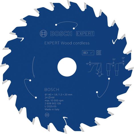 Bosch EXPERT Wood cordless Circular Saw Blade 140x 1.8/1.3 x 20mm T24 2608902139 (1/4)