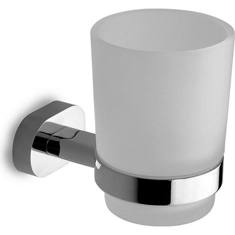 Bicchiere per spazzolini a muro ottone e vetro satinato modello OLVO-3457 kamalu