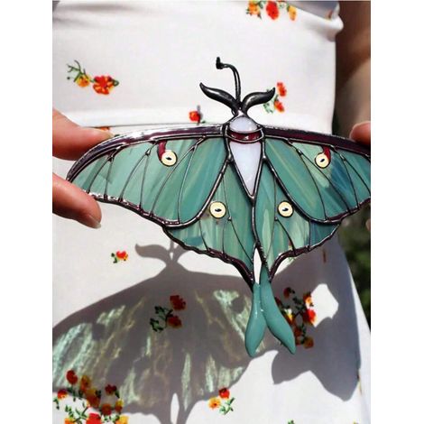 2 pièces Décoration de fenêtre acrylique en papillon de nuit style bohème, art déco pour la maison : chambre, salon, jardin. Cadeau idéal pour les passionnés de papillons, matériau acrylique (1/4)