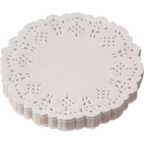 200 Pcs Nappers en Dentelle Ronds, 5,5" Nappers Ronds en Papier pour Mariage, Anniversaire, Gâteaux, Desserts (1/5)