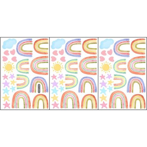 Adesivi murali arcobaleno - Adatti per camerette da bambina, camerette da bambino, asili nido e camerette per bambini - Si illuminano al buio - 3020 cm - 4 fogli (1/5)