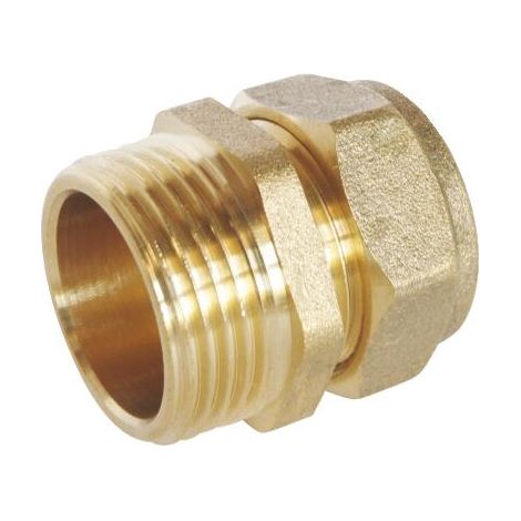 Raccord laiton bague laiton à compression - Tube cuivre Ø18 - Mâle 20/27 (1/4)