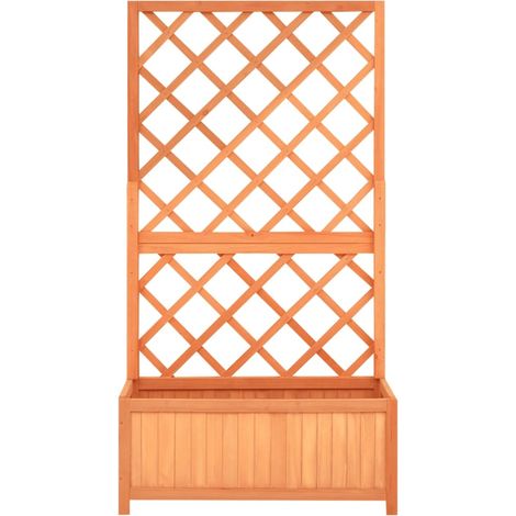 INLIFE Jardinière à treillis bac à fleurs jardinière sur pied Marron 70x30x135 cm en Bois de sapin
