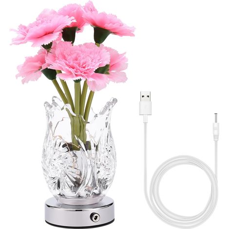 Lampe à fleurs en forme d'œillet, éclairage tactile, élégant, polyvalent, Vase, veilleuse pour chambre à coucher, salon, hauteur 23CM (1/5)