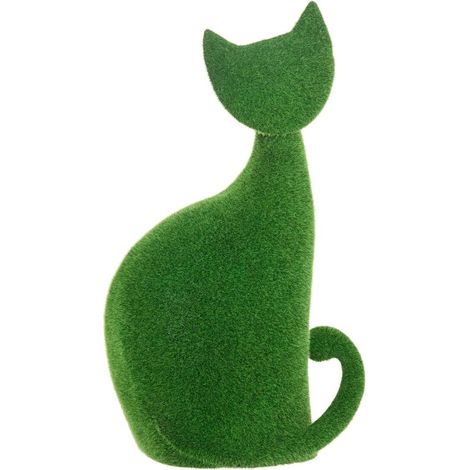 Statuetta gatto erba h43,8cm erba sintetica verde - Atmosphera créateur d'intérieur
