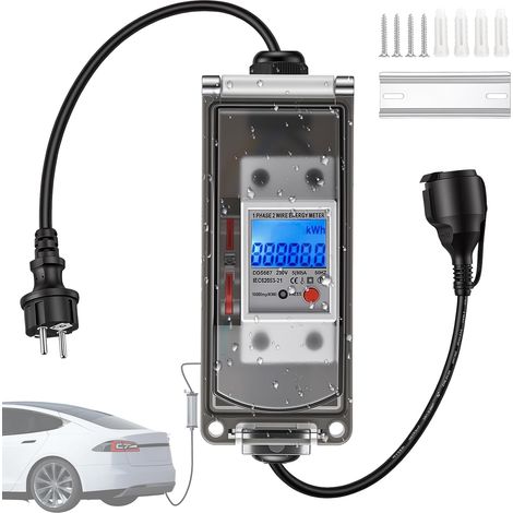 Compteur electrique 230V 16A, wattmetre prise IP65 (1/5)