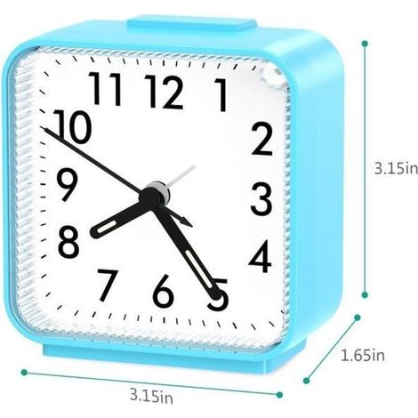 Réveil Matin, Réveils Analogiques à Quartz Numérique 3D, Petite Réveil Silencieux sans Tic-Tac, Veilleuse et Snooze - Bleu (1/4)