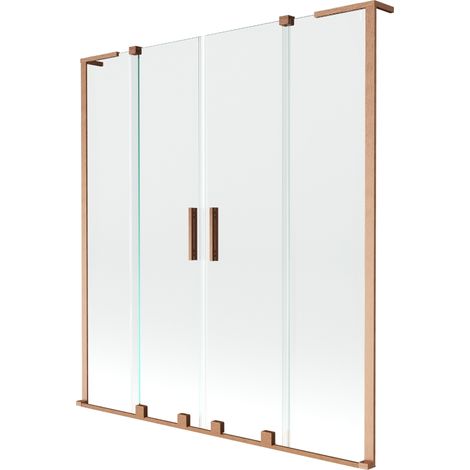 Mexen Velar L Duo pare-baignoire 2 volets coulissants 150 x 150 cm, transparent, cuivre brossé - 896-150-003-02-65 (1/2)
