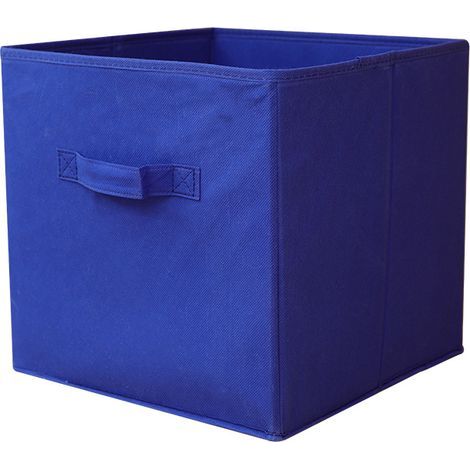 Boîte de rangement pliable en tissu bleu, 25 cm de large x 25 cm de long x 25 cm de haut, sans couvercle, type tiroir, 1 pièce (1/5)