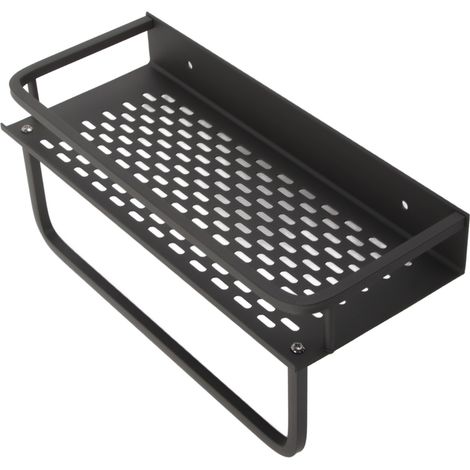 Porte-serviettes de douche gris, étagère organiseur de salle de bain, capacité XL, aluminium, installation facile, accessoire pour salle d'eau, 30 cm (1/5)