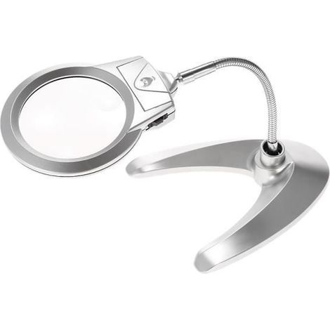 Loupe de Bureau Flexible 90mm 2X 6X avec 2 Lumières LED (1/4)