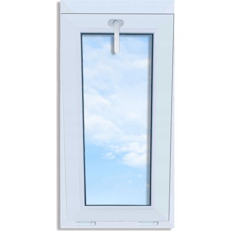 Weißes PVC-Fenster, kippbar, 80x100, 800x1000, doppelt verglast, oben angeschlagen, neu
