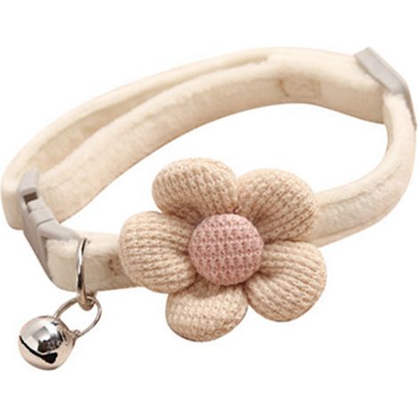 Collier mignon pour animaux de compagnie avec décoration de clochette et de fleur, collier tendance ajustable pour petits chiens et chats (1/5)